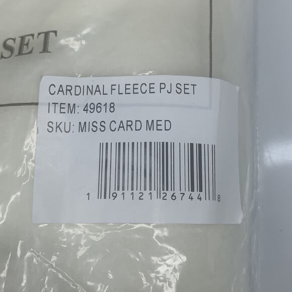 Cardinal Embroidered NWT Fleece Pajamas Set Cream Shirt and Blue Pants S… - Picture 2 of 7